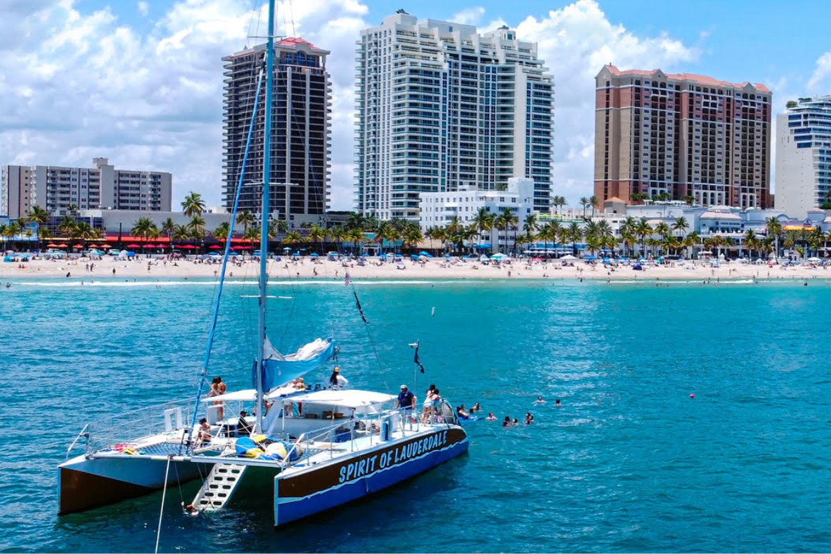 Tropical Sailing catamaran Spirit of Lauderdale off Fort Lauderdale beach